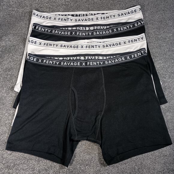 Savage X Fenty Boxer Briefs Size XXL Black White 4 Pair Classics Cotton - Picture 3 of 3
